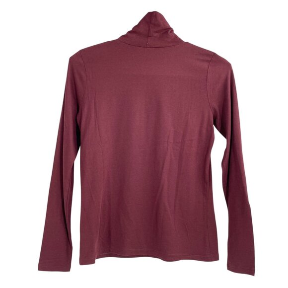 NWT Talbots Burgundy Lightweight Pleated Turtleneck Top Womens Petite Classic - Picture 3 of 7